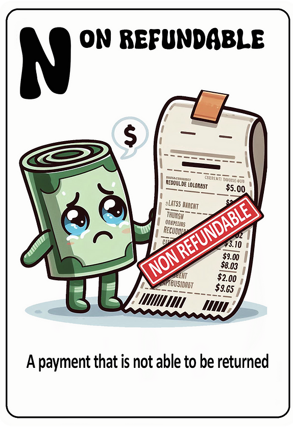 Non Refundable — a payment that is not able to be returned