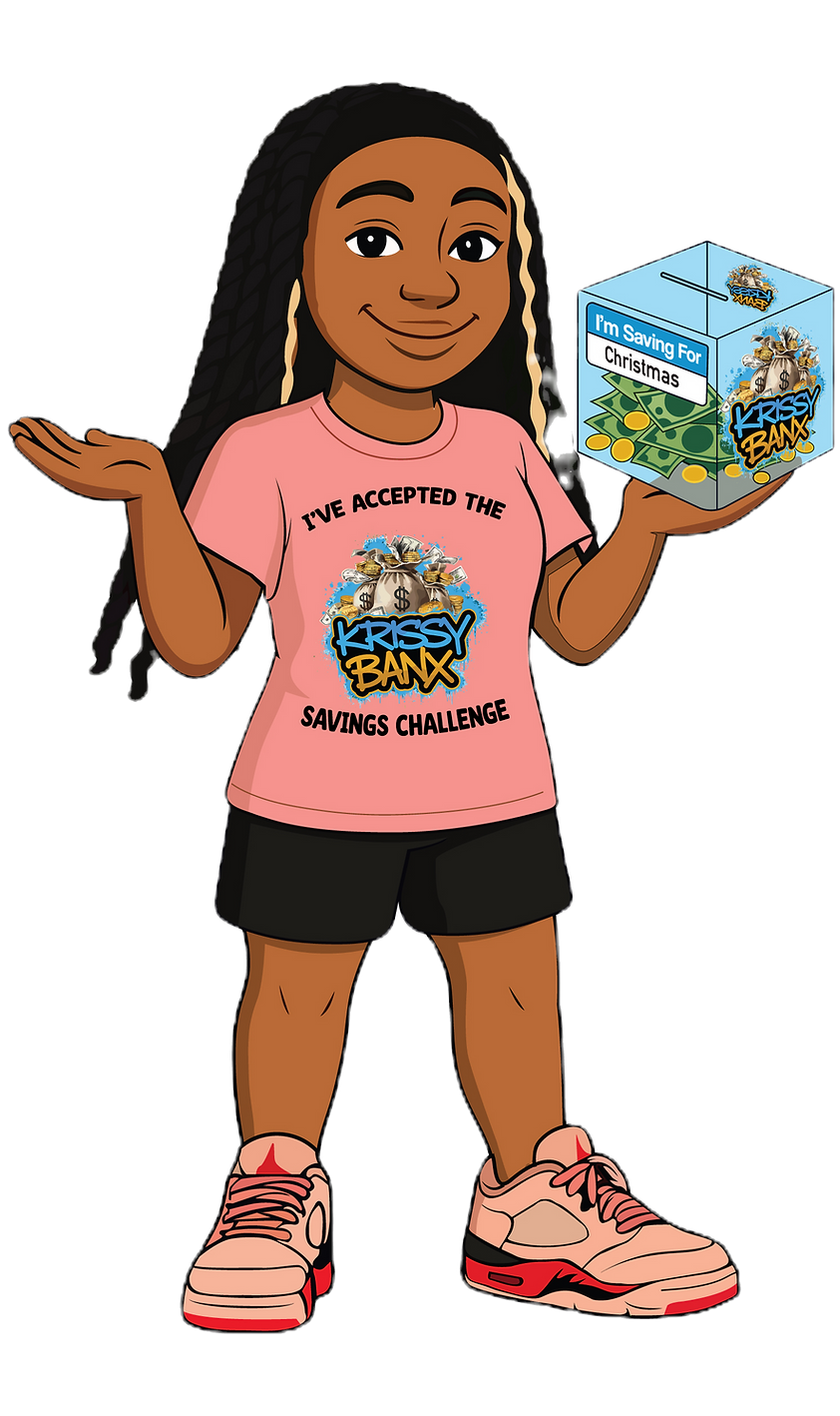 Krissy holding her savings cube